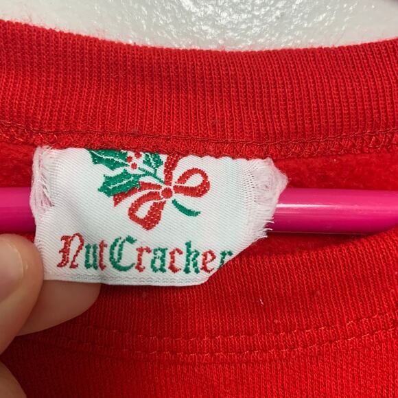 Nutcracker Kids Vintage Red Christmas Winter Glitter Crewneck Sweater Size Small - Picture 4 of 5